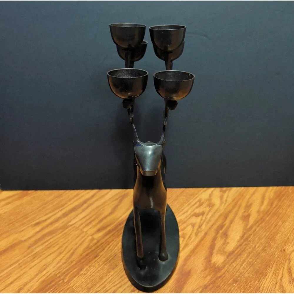 Metal Deer Reindeer Candle Holder Candelabra 6 Candle Holder